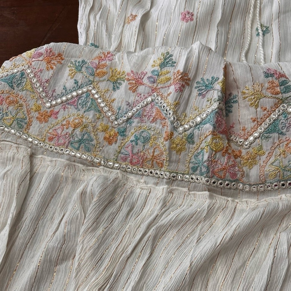 Ananta‎ NWT Elegant Bohemian Size L/XL pastel& White Halter Maxi Dress - Picture 12 of 16